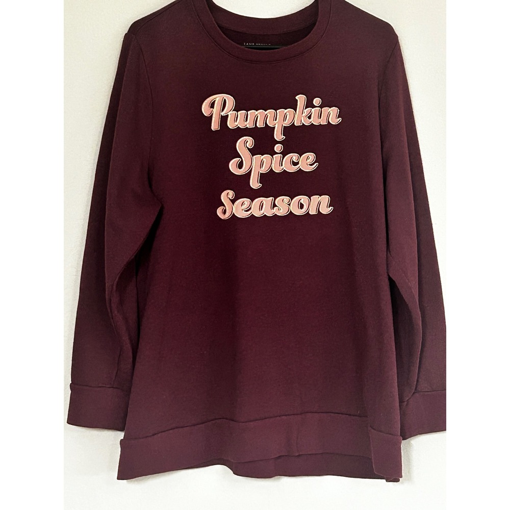Lane Bryant Pumpkin Spice Season Sweatshirt Burgundy Maroon Plus Size 18/20